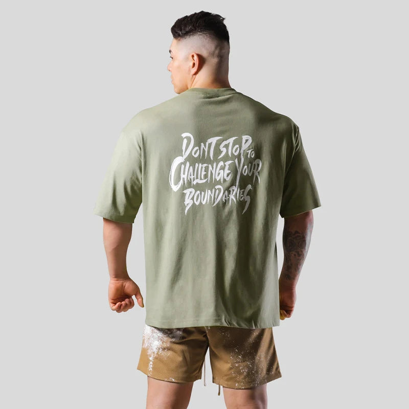 Gym Fitness Shirt Men Running Sport Loose T-shirt Short Sleeve Cotton Tee Tops Summer Male Bodybuilding Training Workout Apparel - Sun Studio