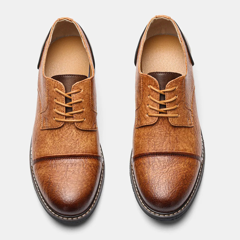 Business Men's Leather Shoes European American Casual Man Leather Shoe Retro Trend Men's Shoes Large Size Leather Shoes for Men - Sun Studio