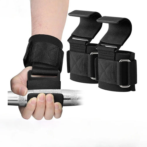 1pc Weight Lifting Hook Grips With Wrist Wraps Hand-Bar Wrist Strap Gym Fitness Hook Weight Strap Pull-Ups Power Lifting Gloves - Sun Studio