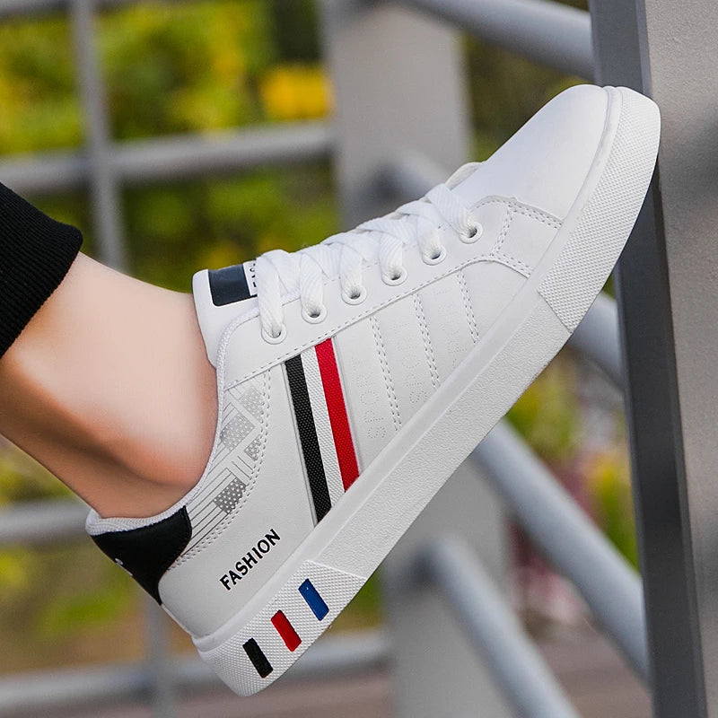 2024 Mens Casual Sneakers New Fashion Lace-up White Shoes Student Comfort Sports Plus Size Vulcanized Shoes Zapatillas De Hombre - Sun Studio