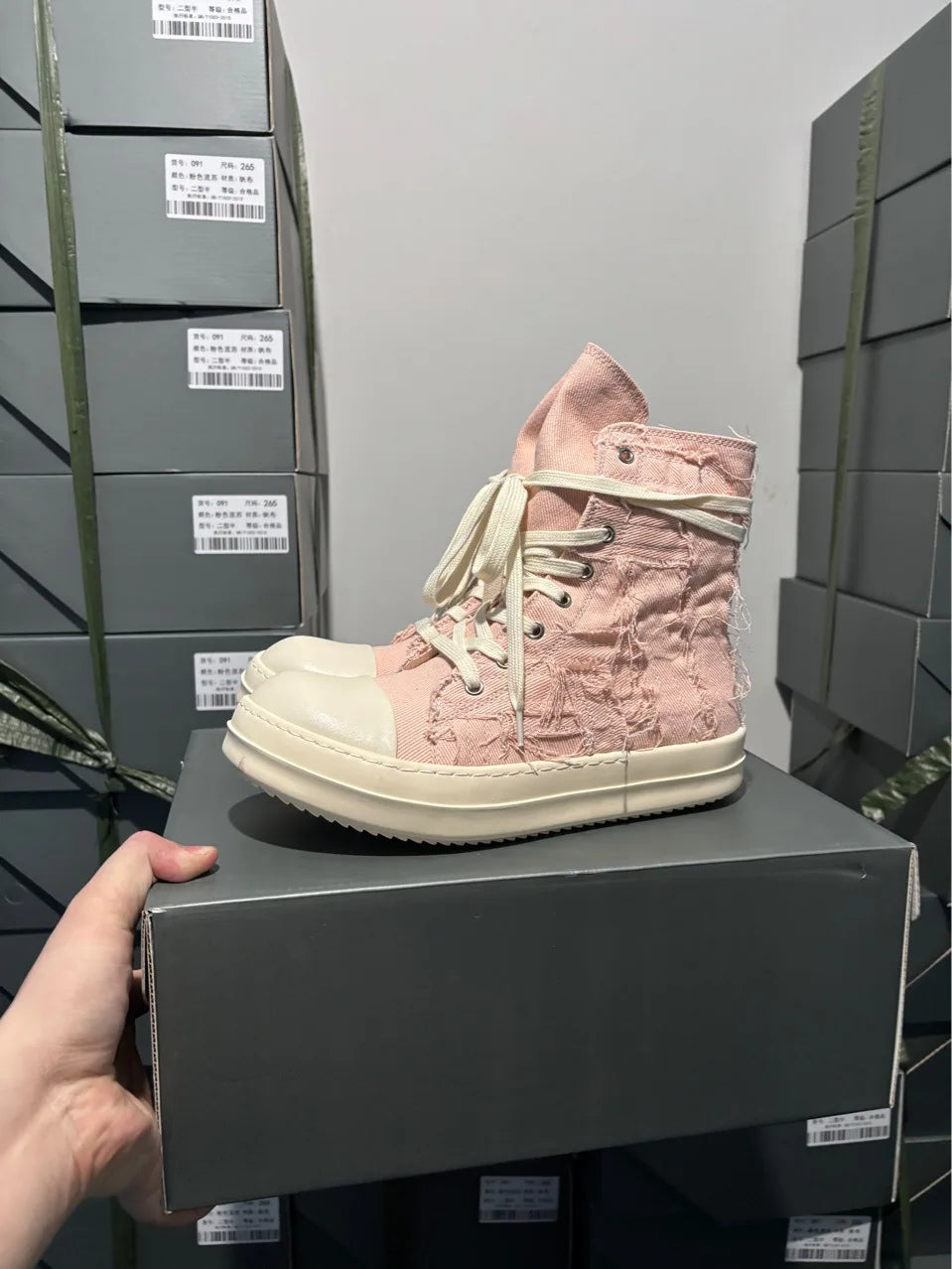 Brand Men Shoes Casual Canvas Distress Flats High to Ankle Boots Women Owens Vintage Original Luxury Designers Sneakers - Sun Studio