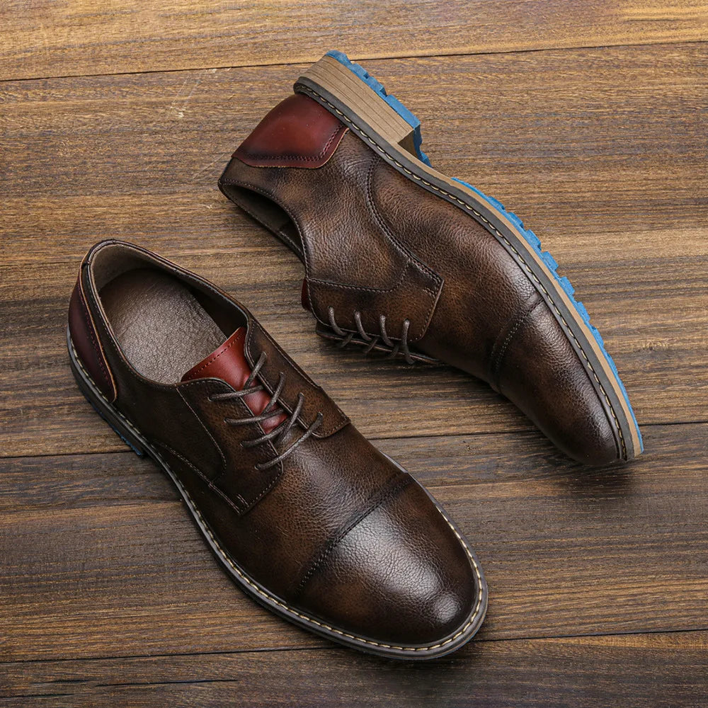 Business Men's Leather Shoes European American Casual Man Leather Shoe Retro Trend Men's Shoes Large Size Leather Shoes for Men - Sun Studio
