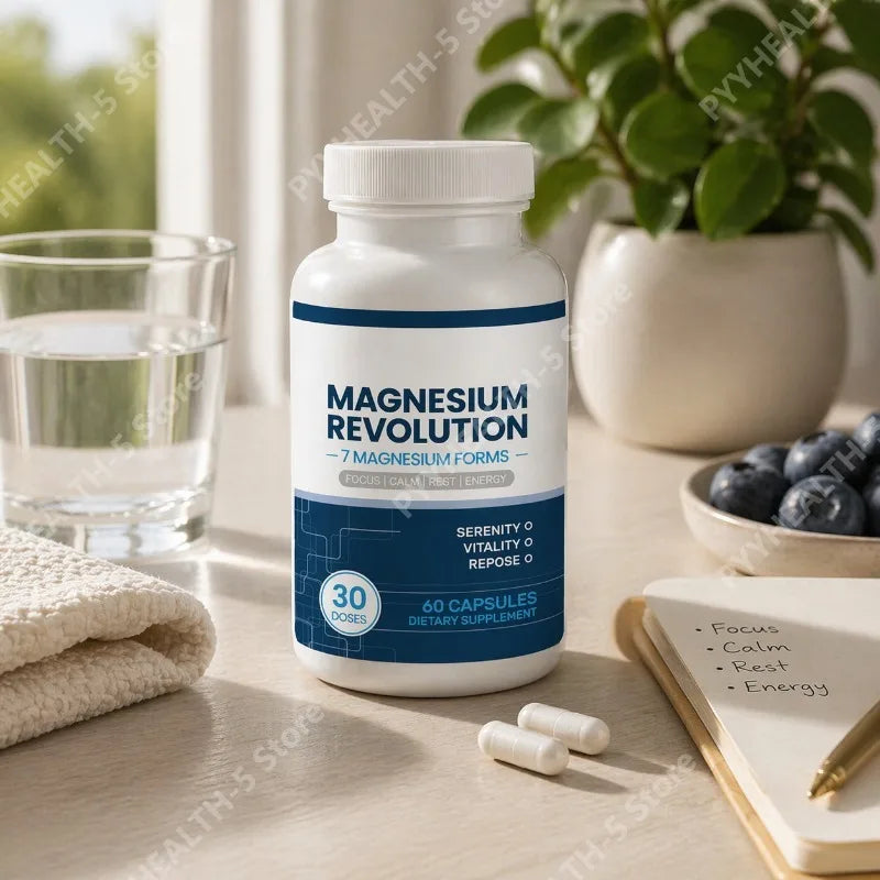 Magnesium Supplement Capsules for Support Enhance Vitality, Provide Energy Dietary Supplementation 60 Capsules - Sun Studio