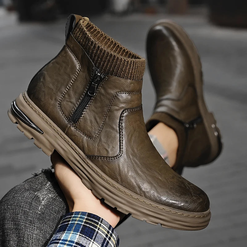 British Style Men's Interview Formal Boots High-end Business Short Boots Men's Winter Ankle Boots Trend High Top Shoes - Sun Studio