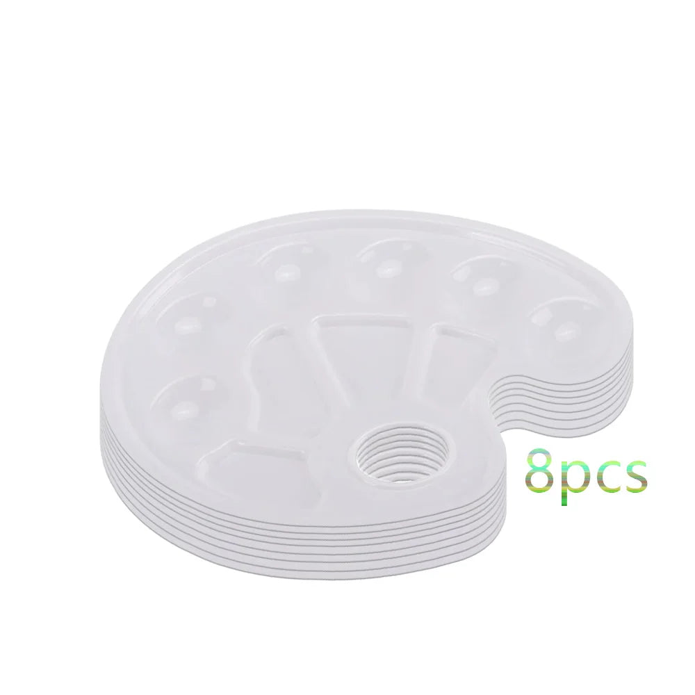 2/6/8/10 Pack Plastic Art Painting Palettes, Oval Shaped Multi-Well Mixing Palette for Watercolor, Acrylic, and Oil Paints - Sun Studio