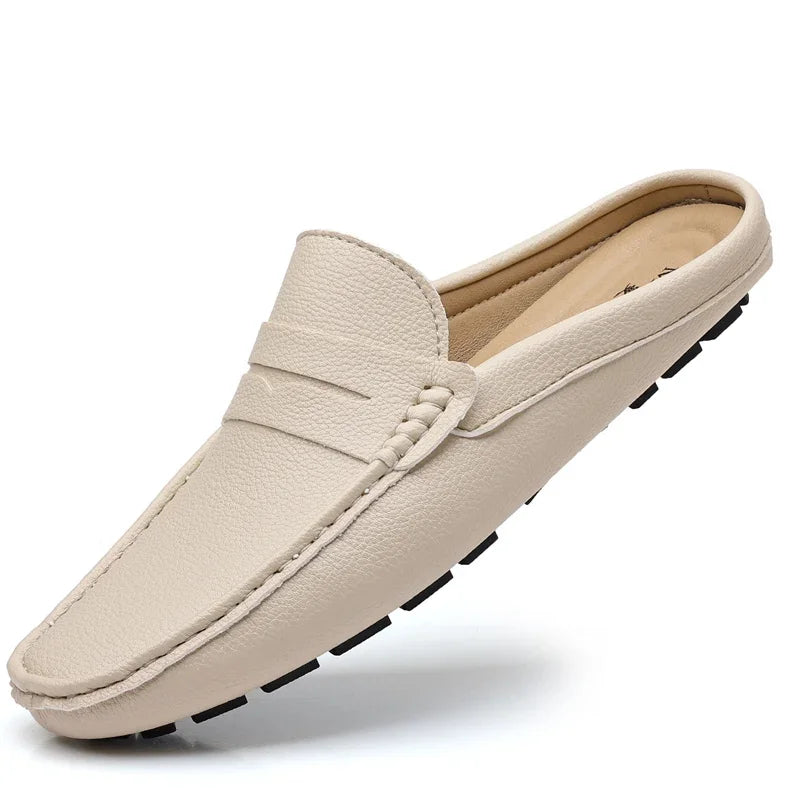 YRZL Loafers Summer Slip on Half Shoes for Men PU Leather Slippers Casual Breathable Comfy Loafers Moccasins Casual Shoes Men