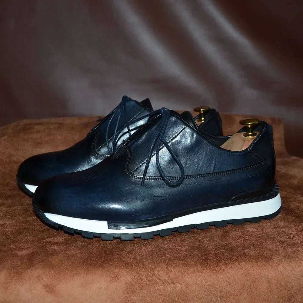 Luxury Brand Style Casual Sneakers Men's Shoes Genuine Leather Lace-up Basic Outdoor Footwear Daily Male Fashion Oxford Shoes