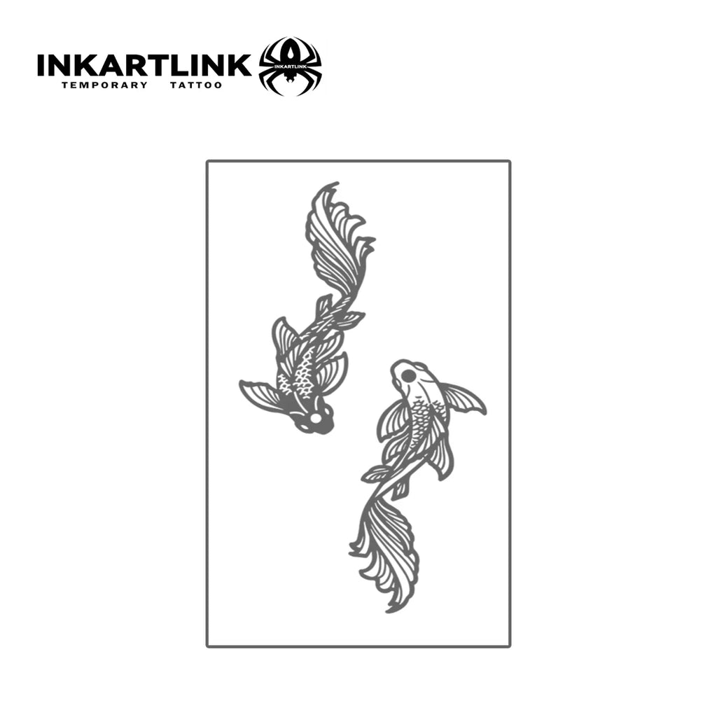 INKARTLINK Pisces Tattoo Patch 1-2 Weeks Long lasting Minimalist Scale Line Waterproof Temporary Tattoo Wrist Decoration 3pcs - Sun Studio