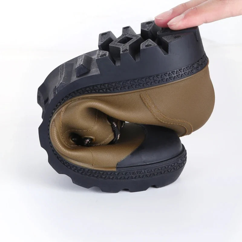 Winter Warm Rain Boots Men Fashion Lace-Up Motorcycle Outdoors Rain Boots Camping Fishing Shorts Shoes Waterproof Rain Women - Sun Studio