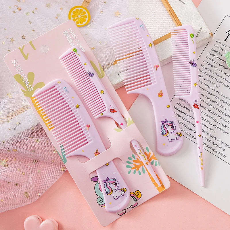 2pcs Kids Hair Combs Set Cartoon Animals Children Hairdressing Comb with Pointed Tail Girls Portable Anti-Static Plastic Comb - Sun Studio