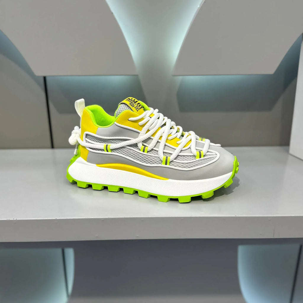 Chunky Sneaker Men Designer Running Shoes Fashion Casual Microfiber Leather Mesh Breathable Height Increased Flat Platform Shoes - Sun Studio