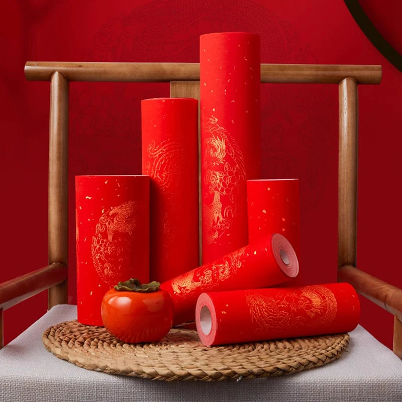 Chinese Spring Festival Scrolls Red Xuan Paper Blank Thicken Chinese Couplets Chunlian Rice Paper New Year Party Door Wedding - Sun Studio