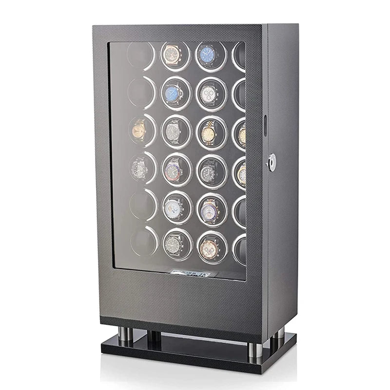 Luxury Automatic Watch Winder12 24 30 Slot Wood Mechanical Watch Box Fingerprint Unlock Quiet Mabuchi Motor Watches Storage Safe - Sun Studio