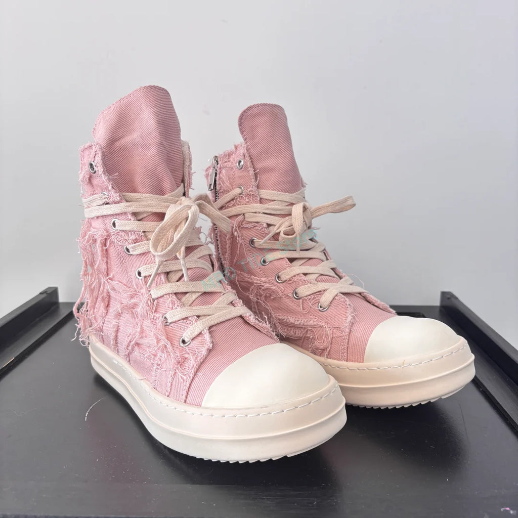 Brand Men Shoes Casual Canvas Distress Flats High to Ankle Boots Women Owens Vintage Original Luxury Designers Sneakers - Sun Studio