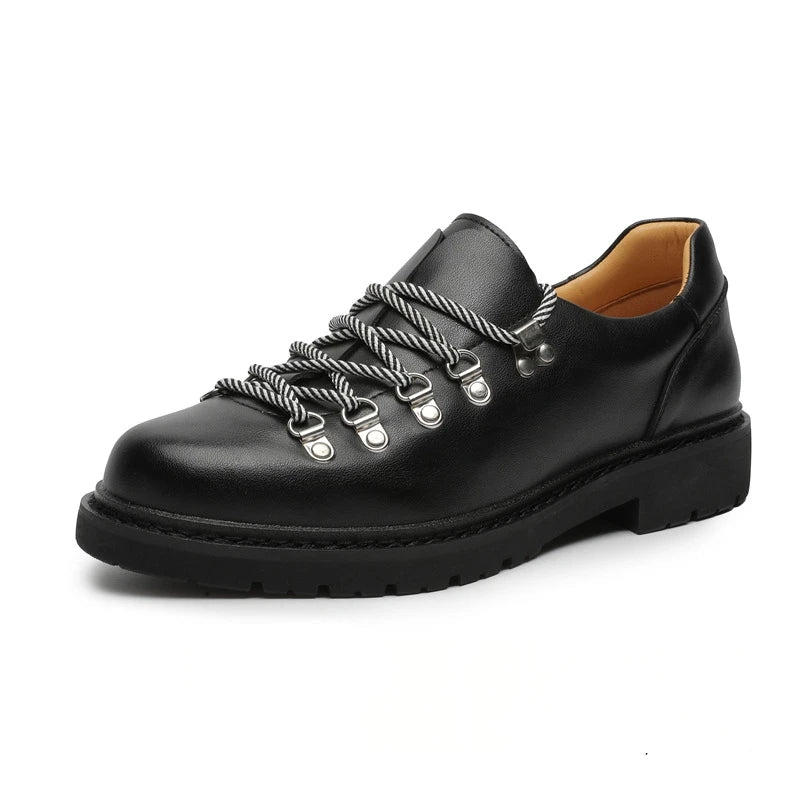 Fashion Mens Casual Leather Shoes Men Trendy Designer Style Derby Shoe Men's Lace-up Flats - Sun Studio