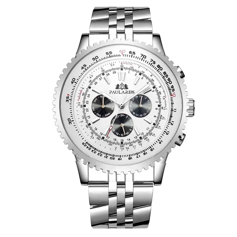 Automatic Mens Watch Mechanical Self Wind Movement Stainless Steel Fashion Sports Blue Black Big 50mm Classic Fashion Watches - Sun Studio