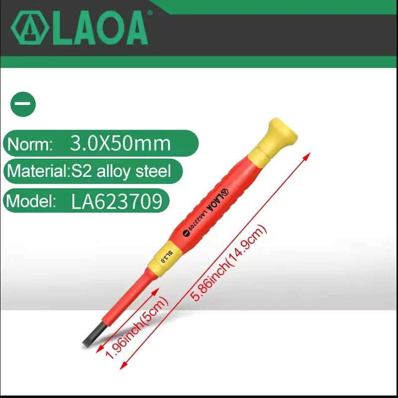 LAOA 1pc Insulated Precision Screwdriver SL1.0-3.0 aCross Small Size Screwdriver to Remove Watches Cell Phone NotebookT5-T10 - Sun Studio