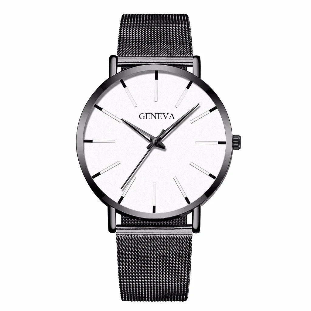 New Fashion Simple Ultra-thin Men Business Watches Steel Mesh Band Male's Quartz Watch Relogio Masculino - Sun Studio