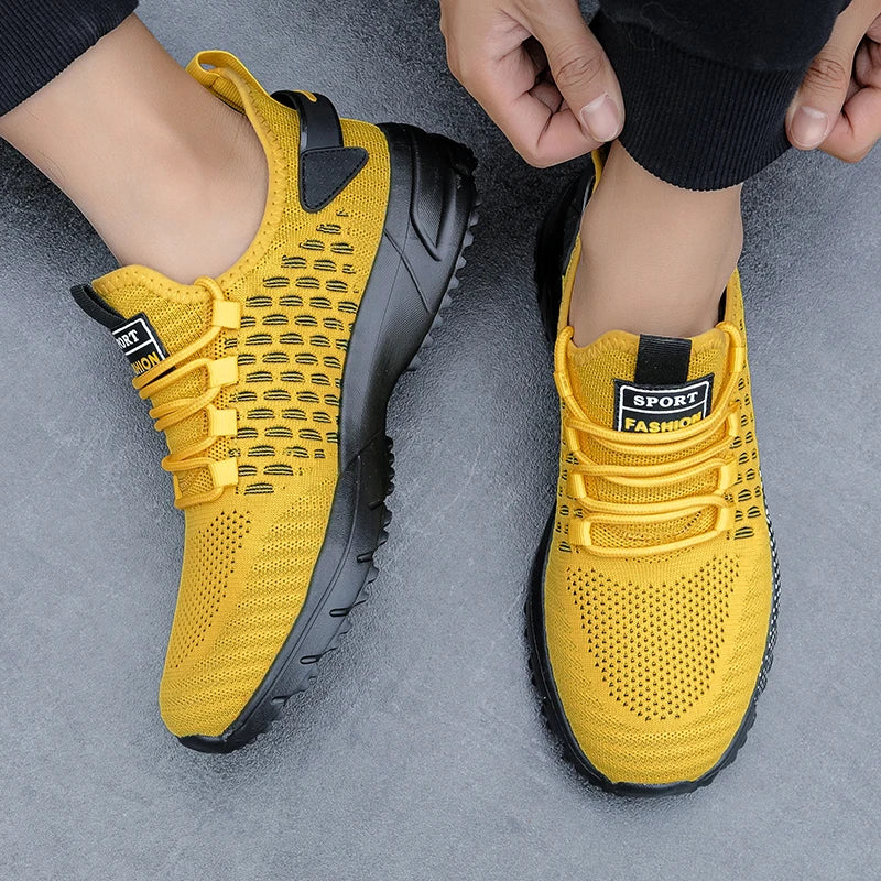 Sports Shoes for Men Breathable Mesh for Summer Youth Running Sports Leisure Flat Bottomed Fashionable Casual Lace Up Sneakers - Sun Studio