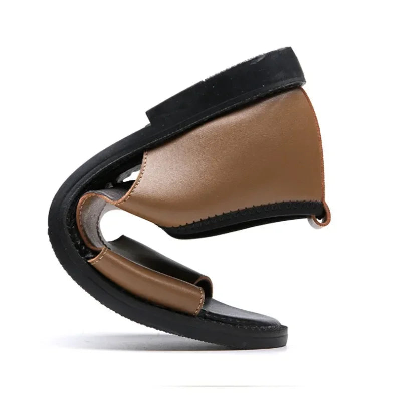 Sandals for Men Brand Casual Shoes Outdoor Fashion Men's Slippers Comfortable Beach Shoes High Quality Leather Man Flat 2025 - Sun Studio