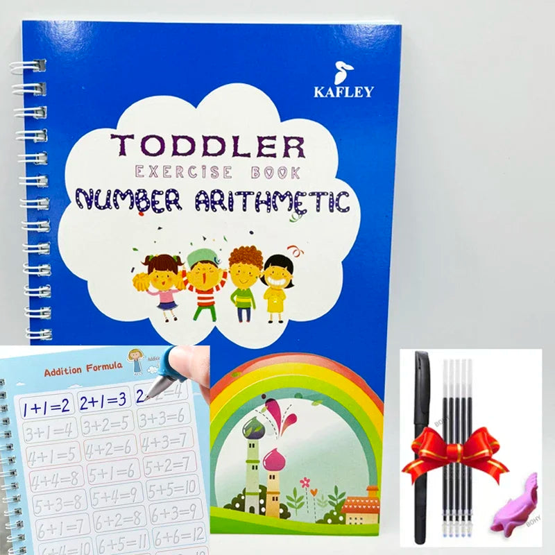 3D Calligraphy Copybook Reusable Learning Math English Book Drawing Numbers Education for Kids Letter Practice Toy Gifts - Sun Studio