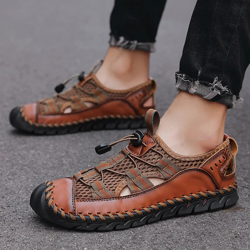 Hot Sale Summer Men's Sandals Outdoor Non-slip Men's Beach Sandals Handmade Genuine Leather Men's Shoes Fashion Men Sneakers - Sun Studio
