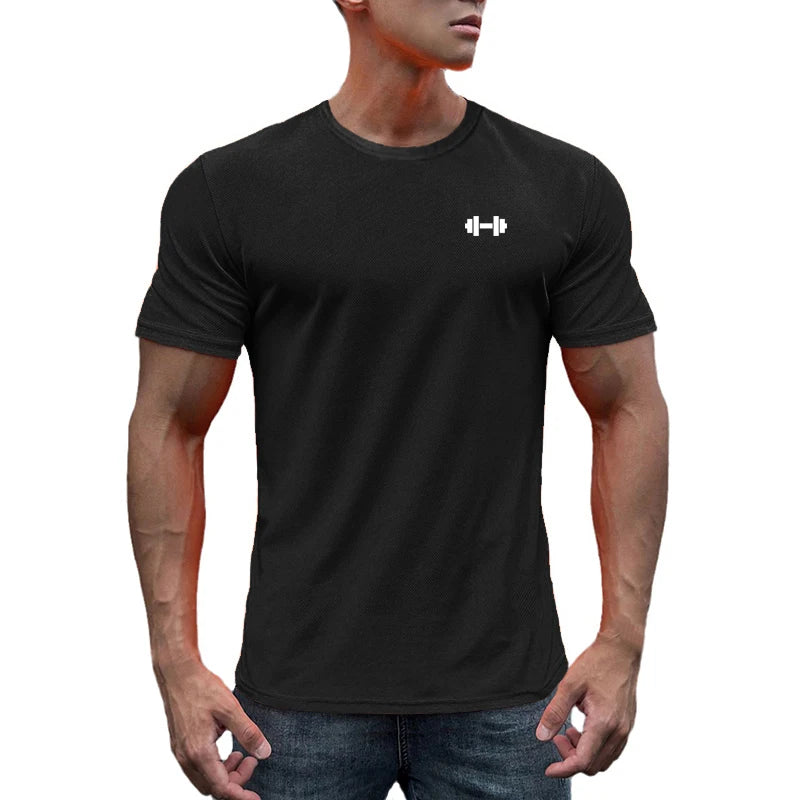 Gym Fitness Muscle Short Sleeve O-Neck Clothing Summer Mesh Breathable Quick Dry Cool T-shirt Mens Bodybuilding Running Shirts - Sun Studio