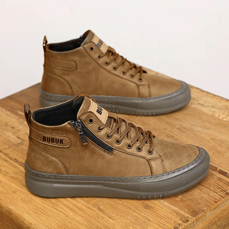 Men's Shoes, New Fashion Casual Shoes, Trendy Lace-Up Lightweight Mid-Top Trendy Shoes, Soft Sole, Soft Surface, Business Shoes, Men's Driving Shoes - Sun Studio