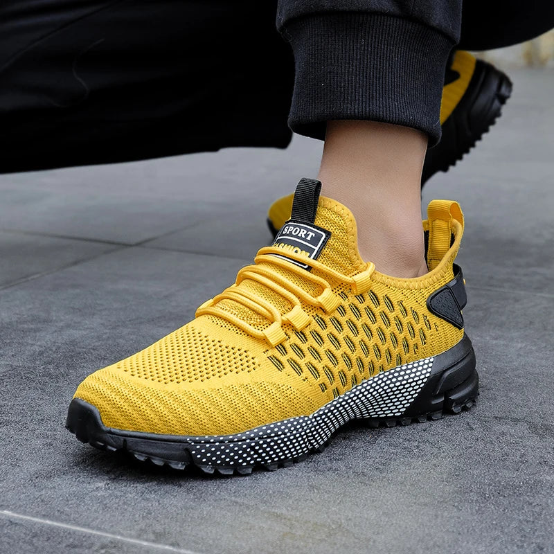 Sports Shoes for Men Breathable Mesh for Summer Youth Running Sports Leisure Flat Bottomed Fashionable Casual Lace Up Sneakers - Sun Studio
