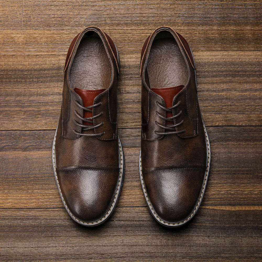 Business Men's Leather Shoes European American Casual Man Leather Shoe Retro Trend Men's Shoes Large Size Leather Shoes for Men