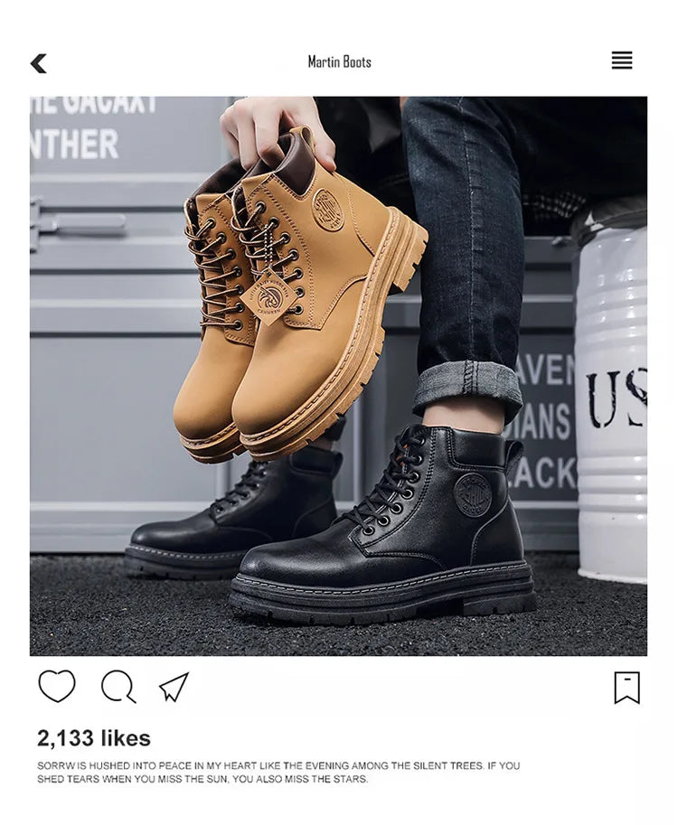Men's Designer Motorcycle Boots Fashion Comfortable High Top Platform Work Boots Winter Hot Selling Mens Green Hiking Boots 2026 - Sun Studio