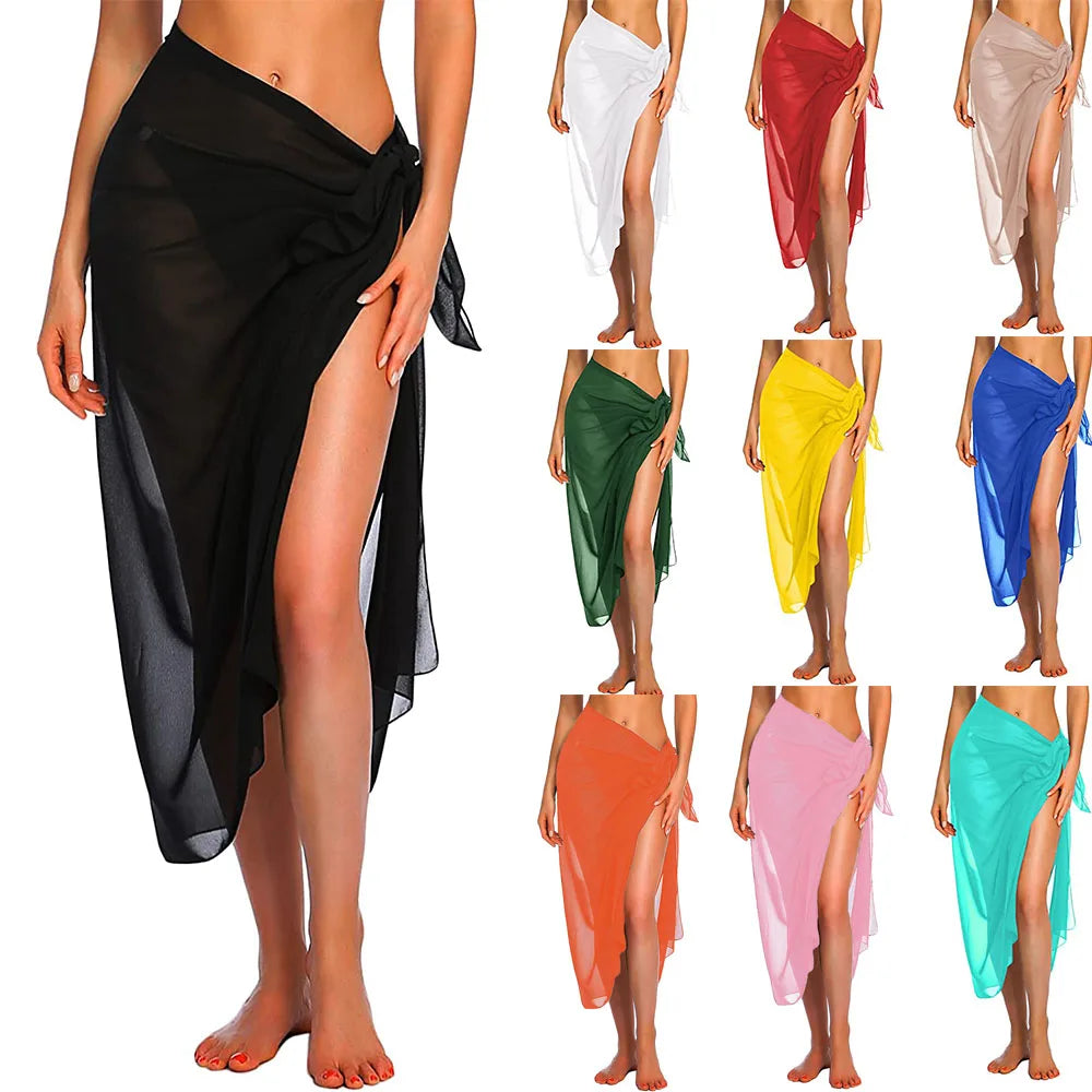 Womens Long&Short Sarong Swimsuit Coverups Summer Beach Bikini Wrap Sheer Short Skirt Scarf for Swimwear Cover-ups - Sun Studio