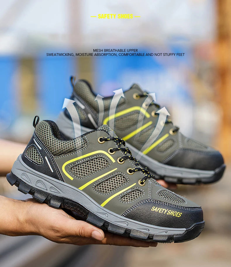 NYWOOH Male Steel Toe Safety Shoes Indestructible Construction Work Shoes Protection Footwear Breathable Hiking Boots For Men - Sun Studio
