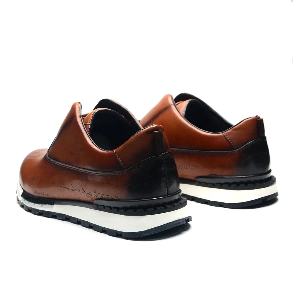 Luxury Brand Style Casual Sneakers Men's Shoes Genuine Leather Lace-up Basic Outdoor Footwear Daily Male Fashion Oxford Shoes - Sun Studio