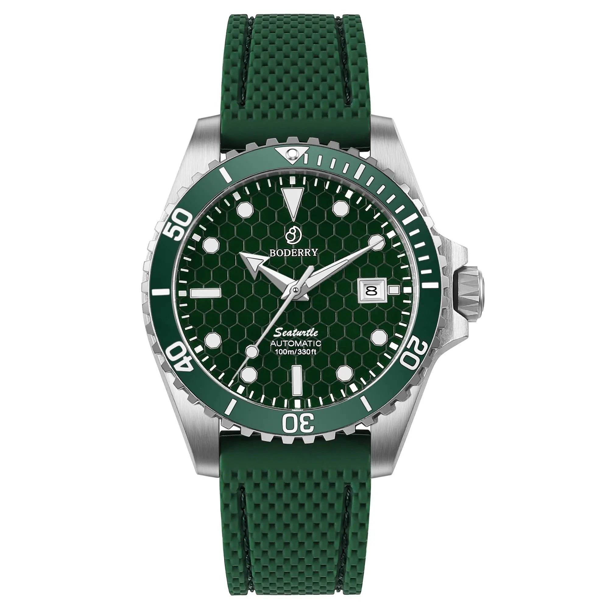 BODERRY Mens Automatic Watches Military Watch Mechanical Wristwatch Titanium Diver 100m Waterproof Sapphire C3 Luminous Sport - Sun Studio