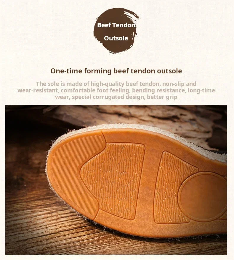 Women Sewing Flax Shoes Slip on Loafers Casual Shoes Man Espadrilles Hemp Canvas Flat Shoes Plus Size Fisherman Driving Footwear - Sun Studio
