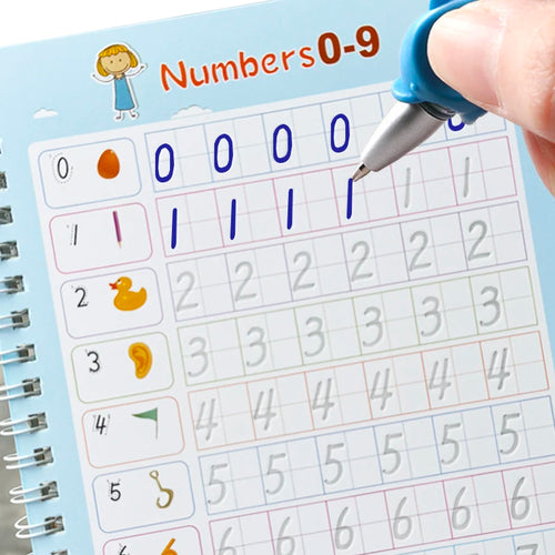 3D Calligraphy Copybook Reusable Learning Math English Book Drawing Numbers Education for Kids Letter Practice Toy Gifts - Sun Studio