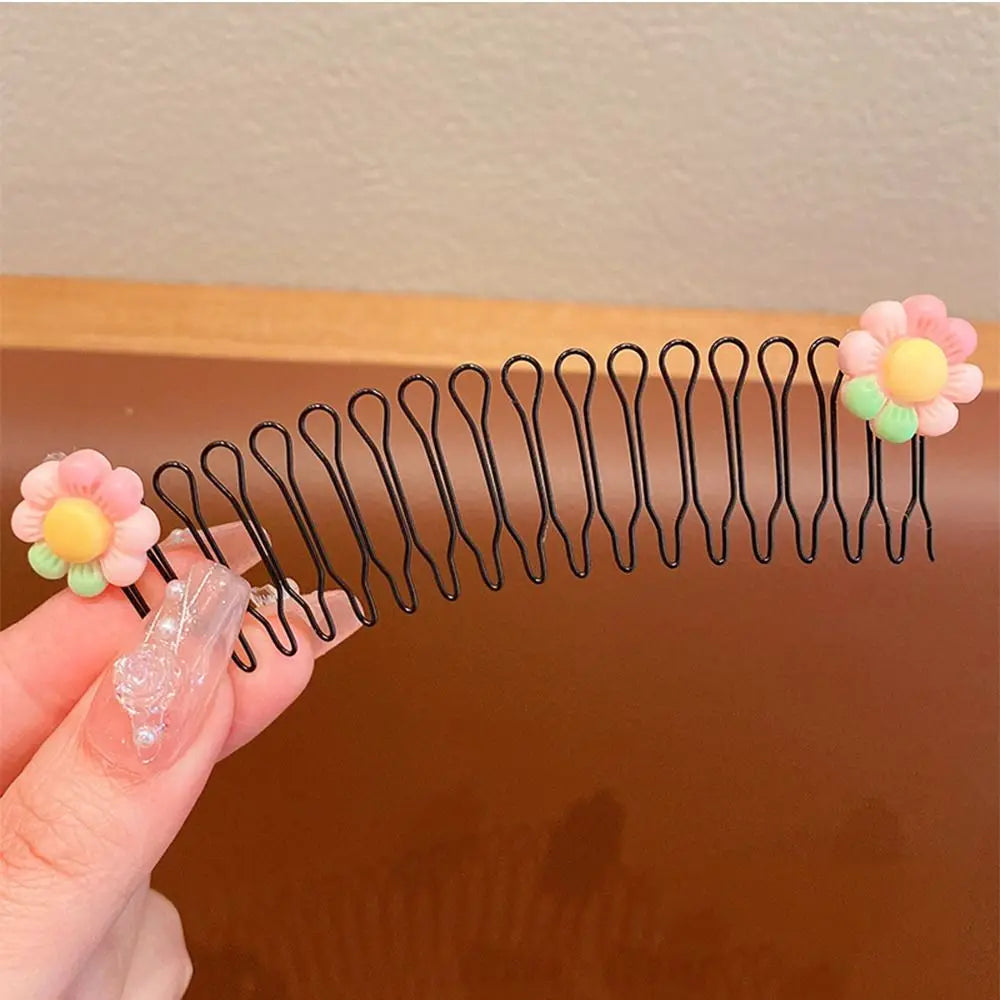 Kids Spring Hair Comb Cartoon Invisible Comb Teeth Extra Hair Holder Sweet U Shape Hair Styling Comb Fixed Combs Girls Hair Wear - Sun Studio