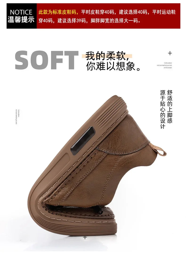 New Leather Shoes for Men Non-slip Sports Fashion Comfortable Sneakers Male Flat Slip-on Casual Brand Men's Casual - Sun Studio