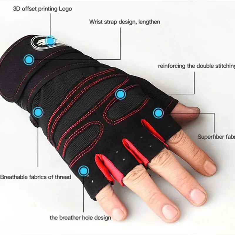 Gym Gloves for Men Women Fitness Weight Lifting Wristband Gloves Body Building Training Sports Exercise Cycling Glove Shockproof - Sun Studio