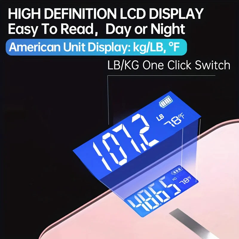 Digital Body Weight Scale – 400 lb/180kg Capacity, LCD Display, Ultra-Wide Platform, with Temp (°F) and USB Charging - Sun Studio