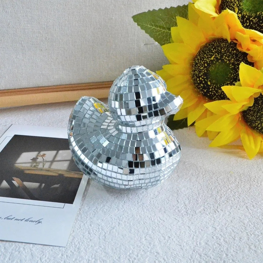 Creative Desktop Disco Mirror Decorative Duck Mirror Glass Disco Ornament Disco Decoration Duck Home Decor Disco Ball Duck Home - Sun Studio