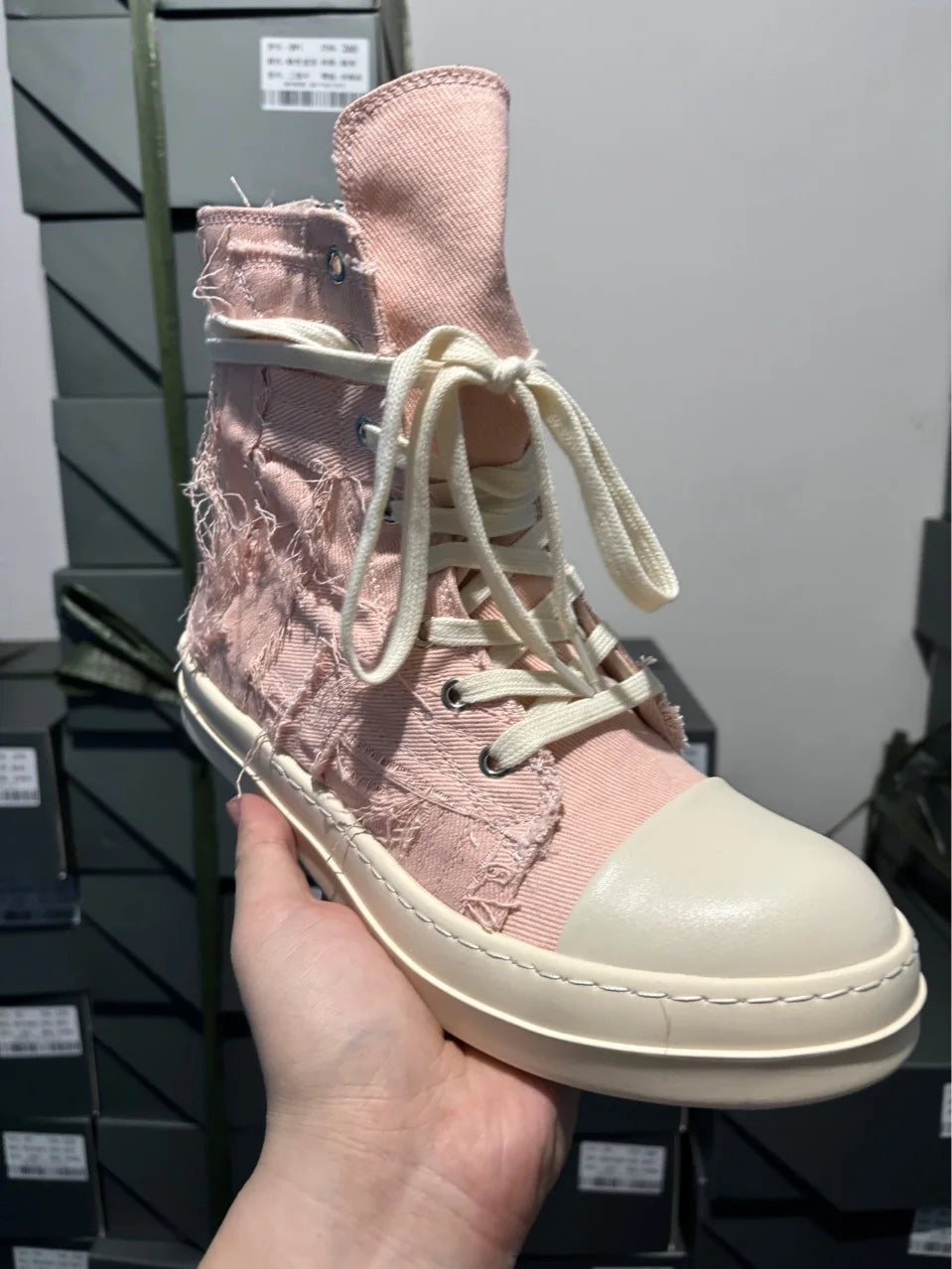 Brand Men Shoes Casual Canvas Distress Flats High to Ankle Boots Women Owens Vintage Original Luxury Designers Sneakers - Sun Studio
