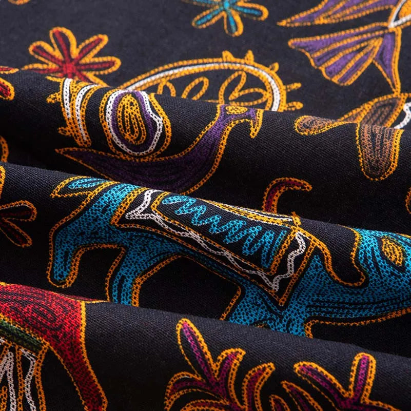Bohemian Fabric Ethnic Vintage Retro Boho Printed Cotton Linen Home Decor Upholstery Textile