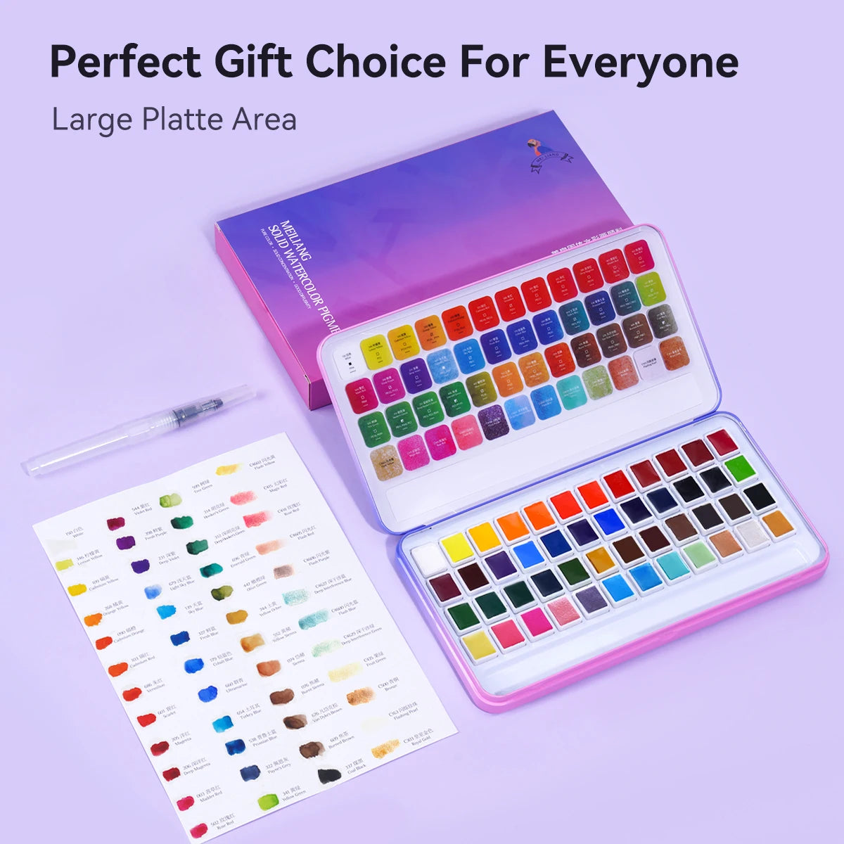 MeiLiang Watercolor Paint Set, 36/48 Vivid Colors in Pocket Box with Metal Ring and Brush, Perfect for Students, Beginners - Sun Studio