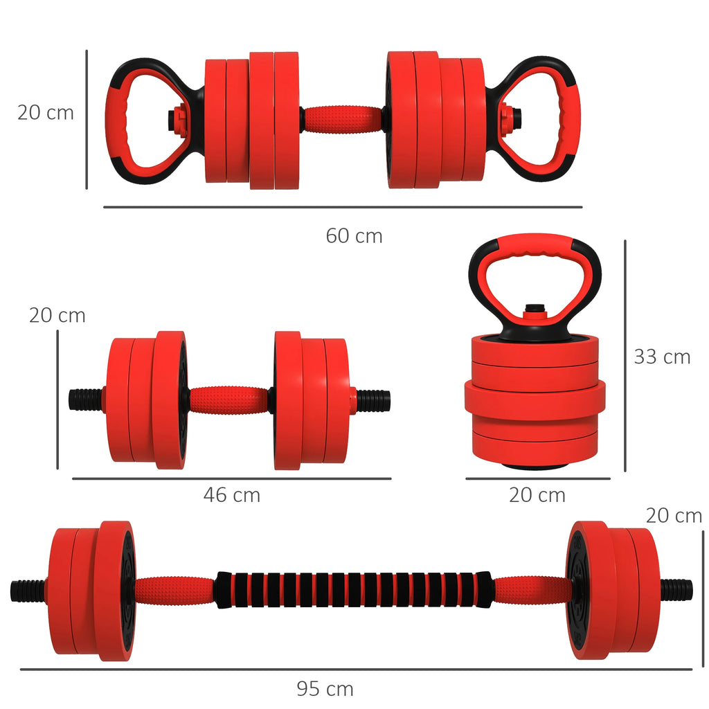 Sportnow Dumbbell Kit 20kg 4 in 1 with Kettlebell Weight Bar Green - Sun Studio