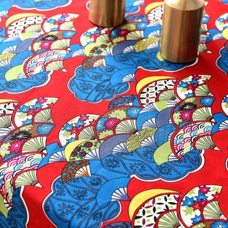 Bohemian Fabric Ethnic Vintage Retro Boho Printed Cotton Linen Home Decor Upholstery Textile