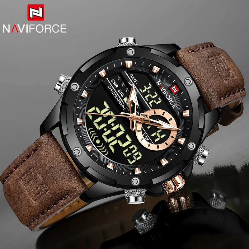 NAVIFORCE Digital Men Military Watch Waterproof Wristwatch LED Quartz Clock Sport Watch Male Big Watches Men Relogios Masculino - Sun Studio
