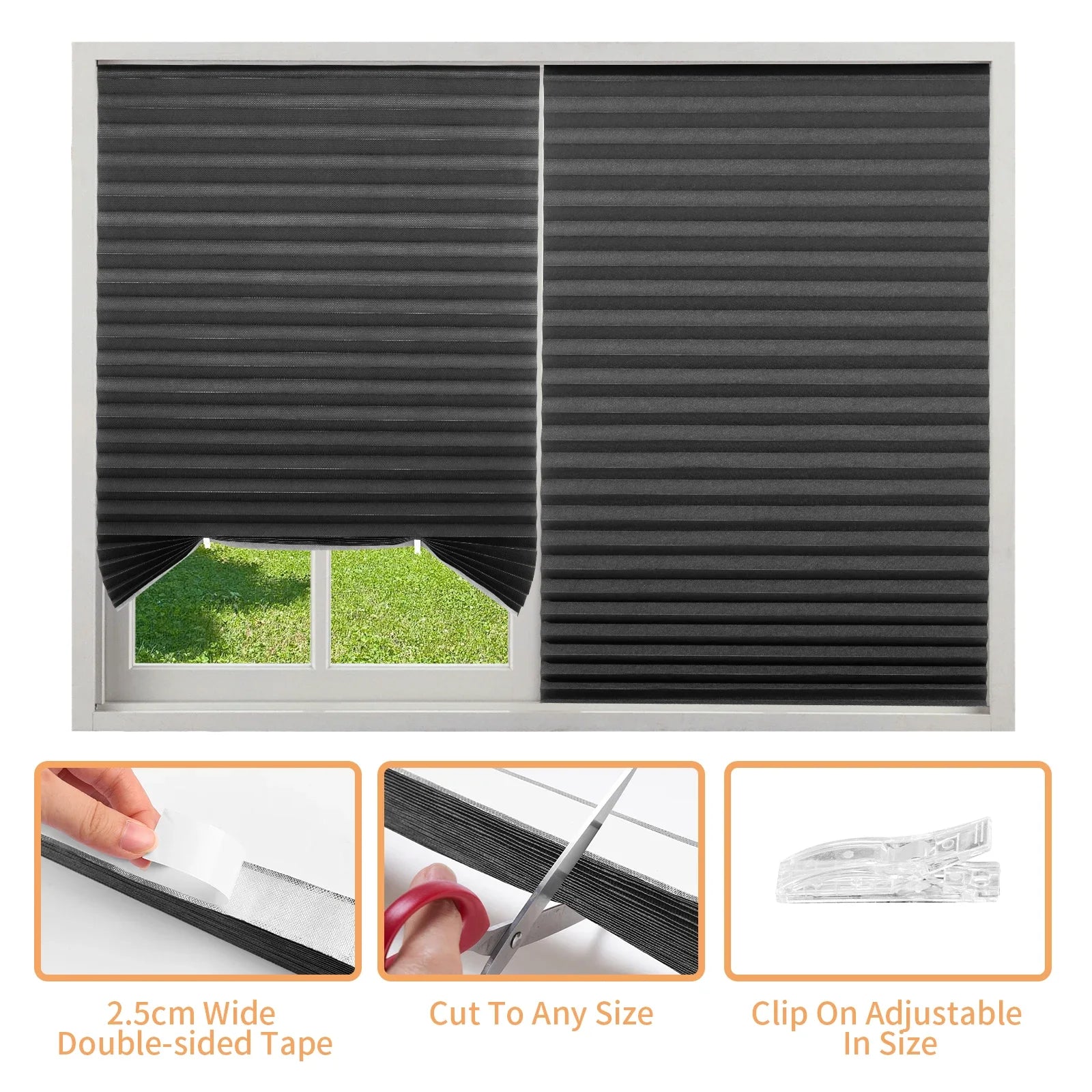 Simple Pleated Window Shades Non-Woven Fabric Self-Adhesive No Drill Blackout Curtains Living Room Bedroom Bathroom Home Decor - Sun Studio