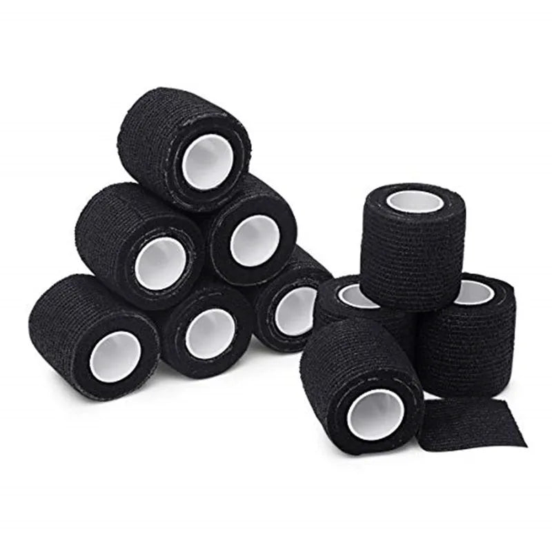 6/12/24 Black Tattoo Grip Bandage Cover Wraps Tapes Nonwoven Waterproof Self Adhesive Finger Wrist Protection Tattoo Accessories - Sun Studio